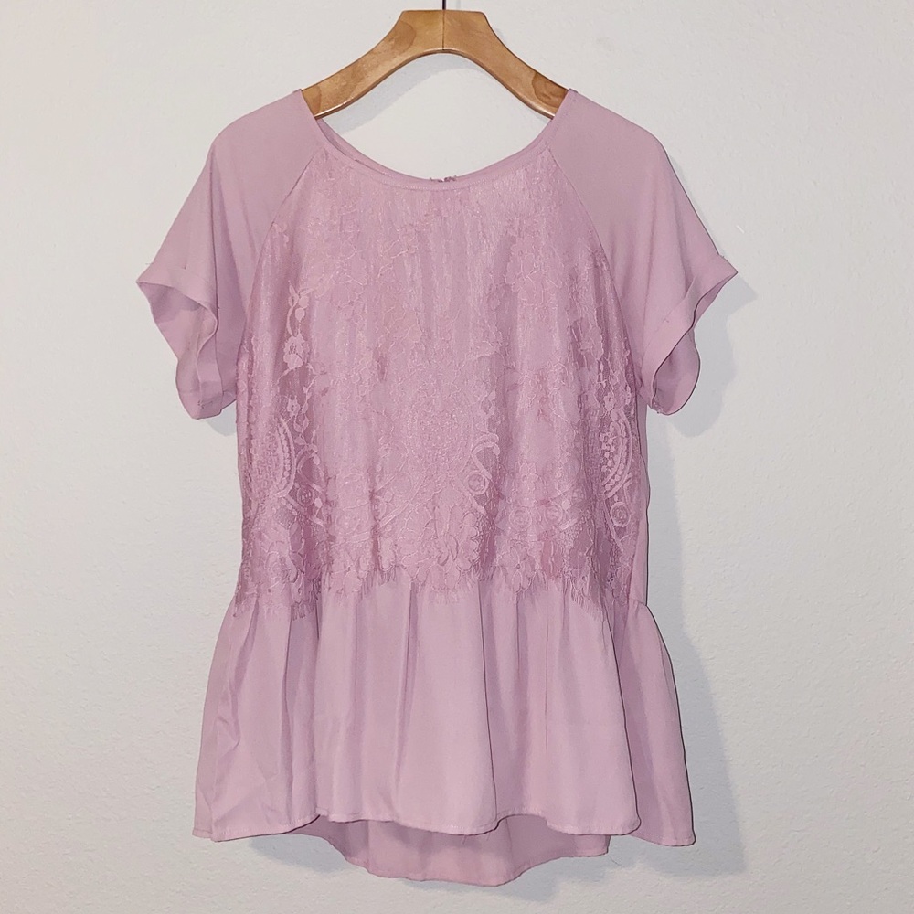 GRAYSON THREADS | LACE PEPLUM TOP | SZ L